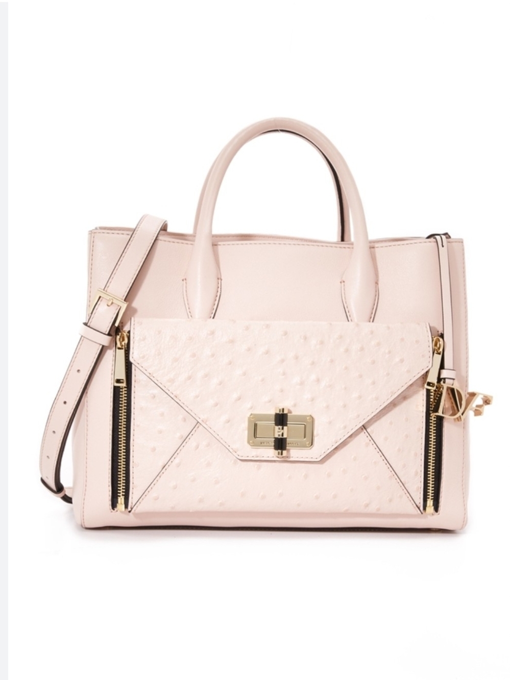 DIANE VON FURSTENBERG Secret Agent Structured Pale Pink Leather Bag